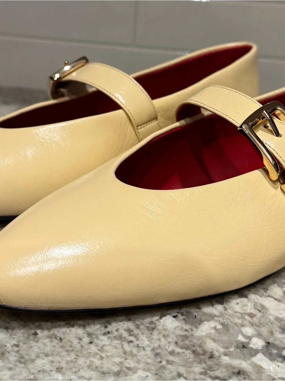 J. Crew Bea Mary Jane ballet flats in candlelight soft yellow leather